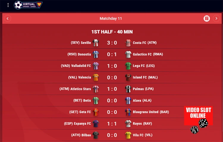 Calcio virtuale schedina virtual spanish league