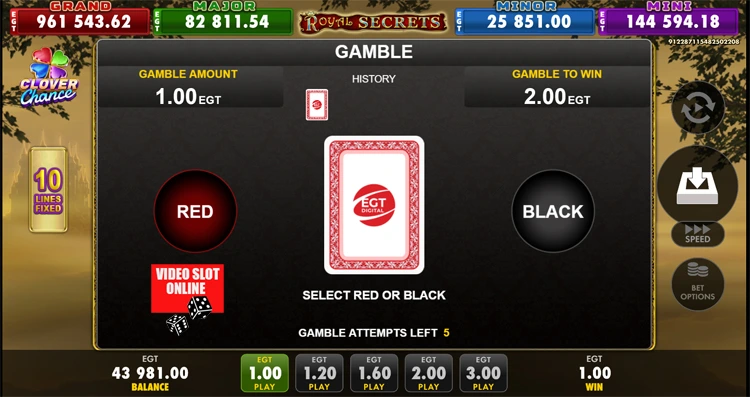 Royal Secrets gioco raddoppio