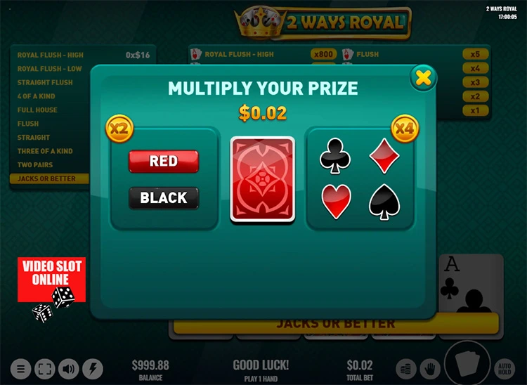 video poker 2 Ways Royal raddoppio